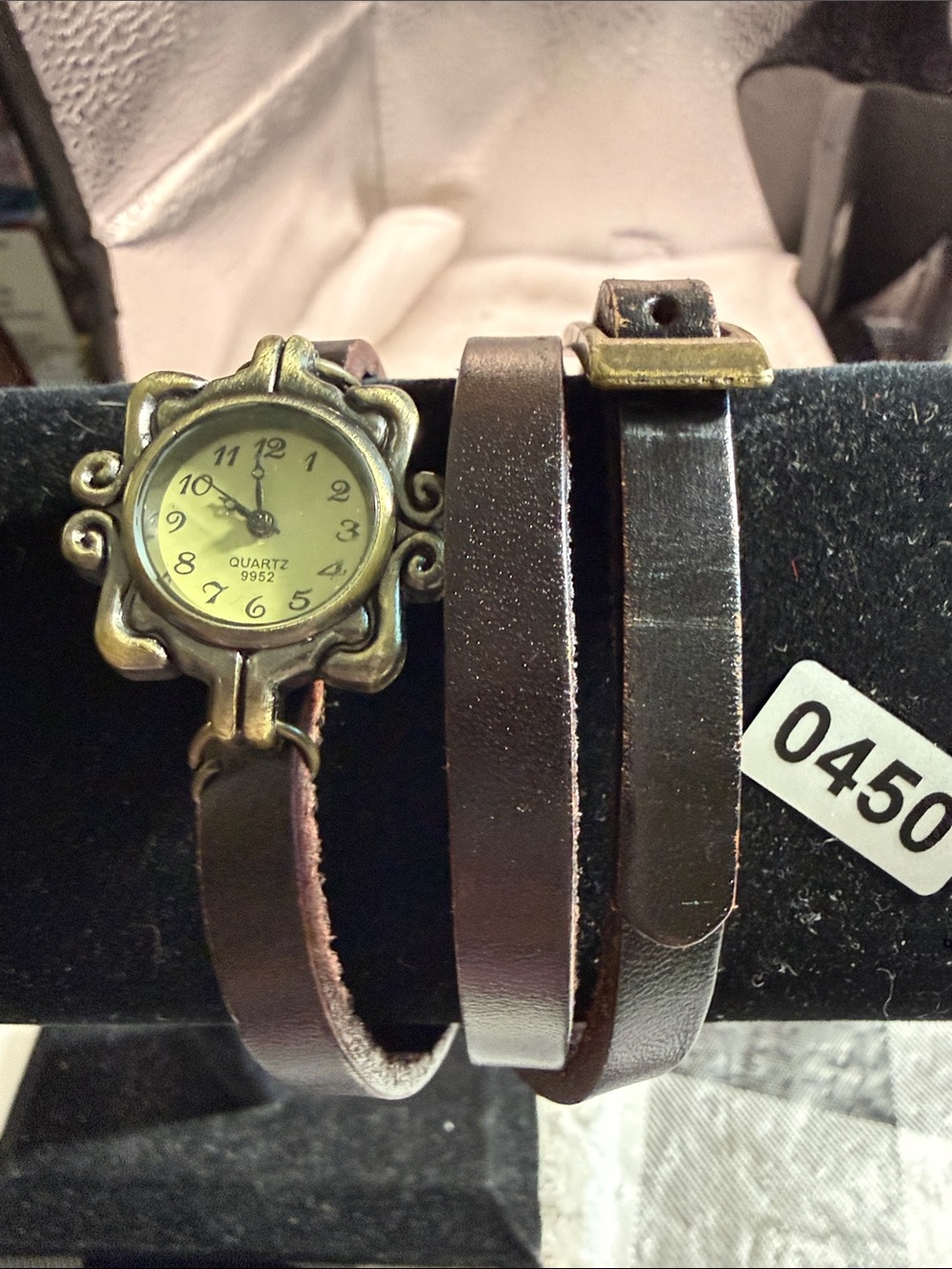 Vintage-Inspired Brown Leather Wrap Watch Bracelet - Unbranded